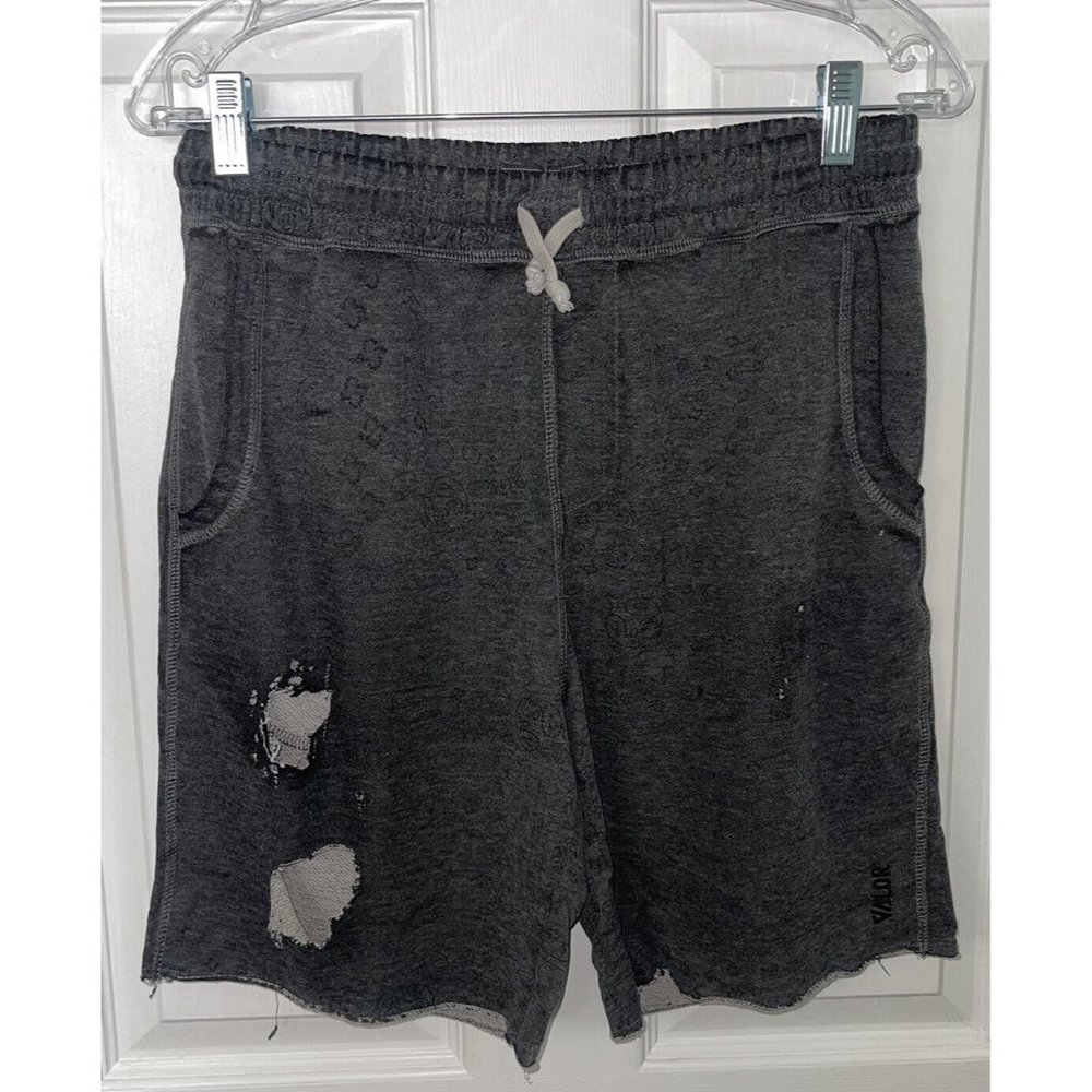 Valor Collective Gray Bandana Design Drawstring Distressed Shorts Men Size Small